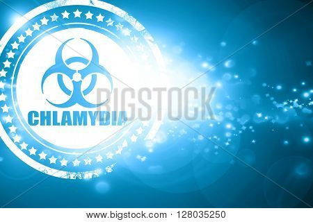 Blue stamp on a glittering background: Chlamydia concept backgro