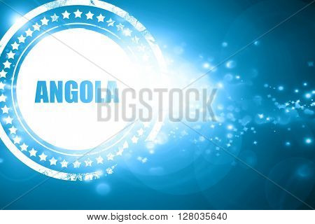 Blue stamp on a glittering background: Greetings from angola
