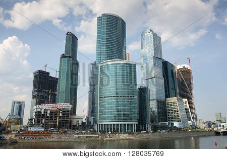 MOSCOW - JULY 04: Moscow International Business Center on July 04 2013 Moscow Russia. Moscow-City or Moskva-City is a commercial district in central Moscow located near the Third Ring Road in Presnensky District