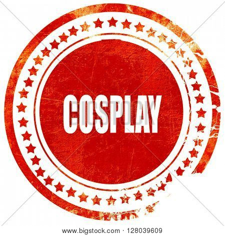 Cosplay, grunge red rubber stamp on a solid white background