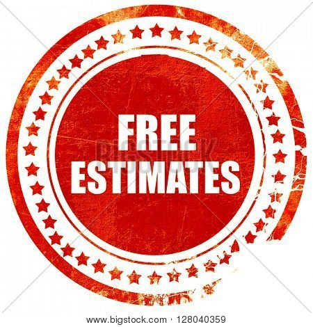 free estimate, grunge red rubber stamp on a solid white backgrou