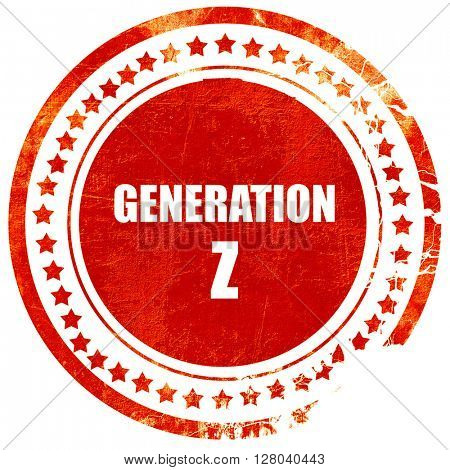 generation z, grunge red rubber stamp on a solid white backgroun