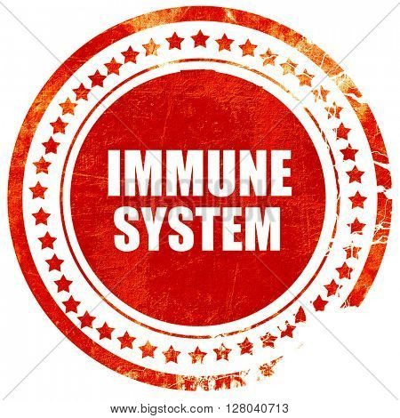 immune sytem, grunge red rubber stamp on a solid white backgroun