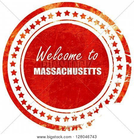 Welcome to masschusetts, grunge red rubber stamp on a solid whit