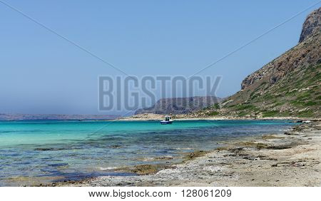Beautiful beaches with white sand and azure water of Gramvousa Greece