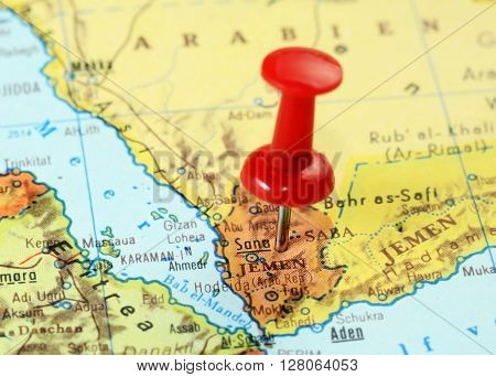 Jemen  Map  Red Pin