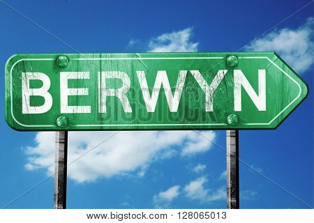 berwyn road sign , worn and damaged look