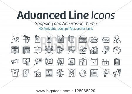 Shopping And Advertising Icon Set