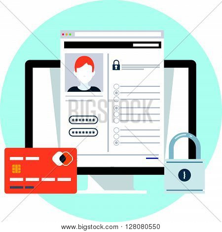 Security, Account Theme, Flat Style, Colorful, Vector Icon For Info Graphics, Websites, Mobile And P