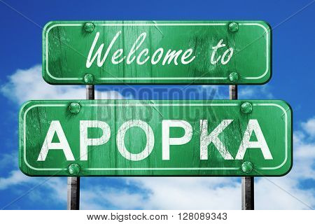 apopka vintage green road sign with blue sky background