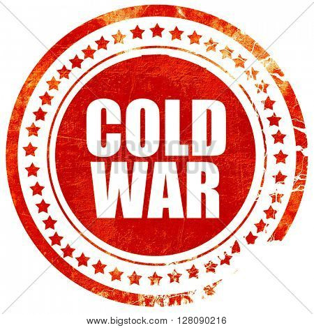 cold war, grunge red rubber stamp with rough lines and edges
