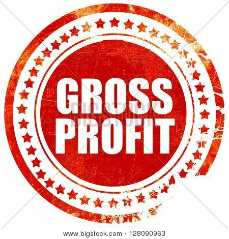 gross profit, grunge red rubber stamp with rough lines and edges