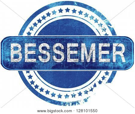 bessemer grunge blue stamp. Isolated on white.