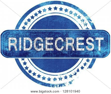ridgecrest grunge blue stamp. Isolated on white.