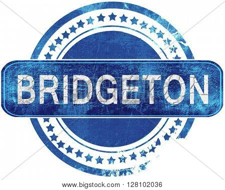 bridgeton grunge blue stamp. Isolated on white.