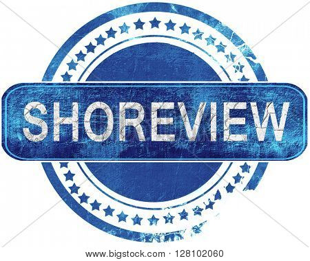 shoreview grunge blue stamp. Isolated on white.
