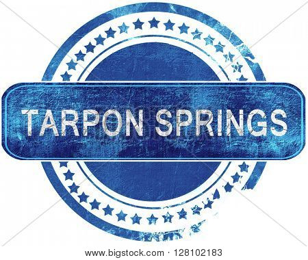 tarpon springs grunge blue stamp. Isolated on white.