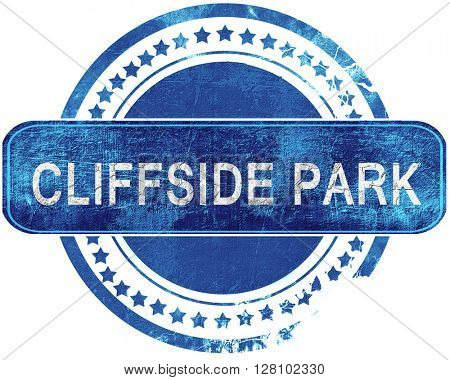cliffside park grunge blue stamp. Isolated on white.