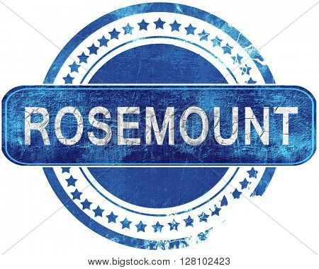 rosemount grunge blue stamp. Isolated on white.