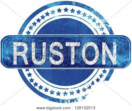 ruston grunge blue stamp. Isolated on white.