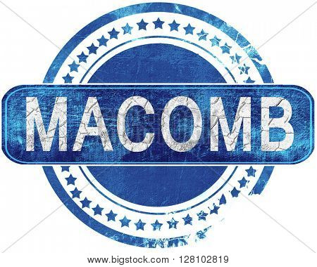 macomb grunge blue stamp. Isolated on white.