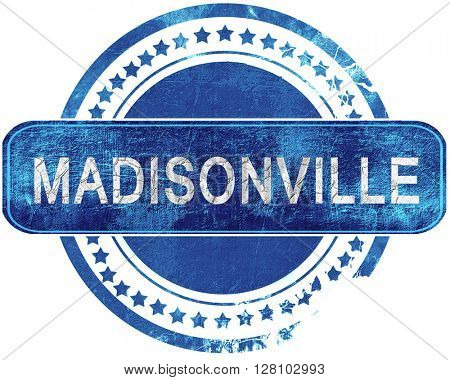 madisonville grunge blue stamp. Isolated on white.