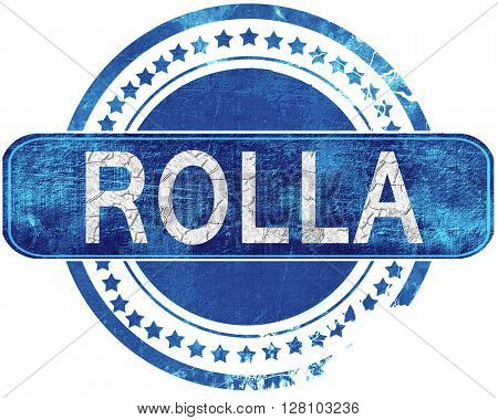 rolla grunge blue stamp. Isolated on white.