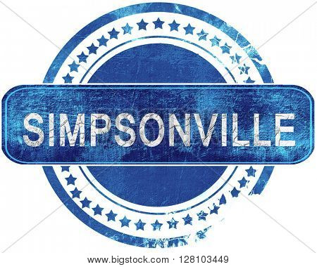 simpsonville grunge blue stamp. Isolated on white.