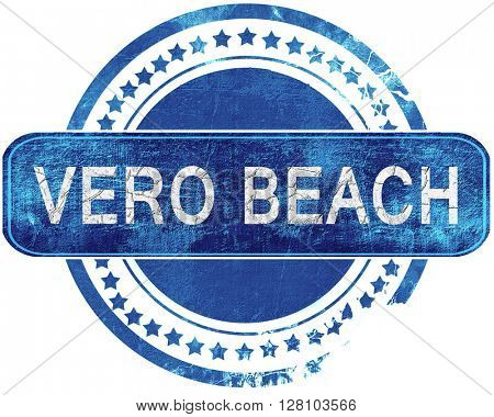 vero beach grunge blue stamp. Isolated on white.