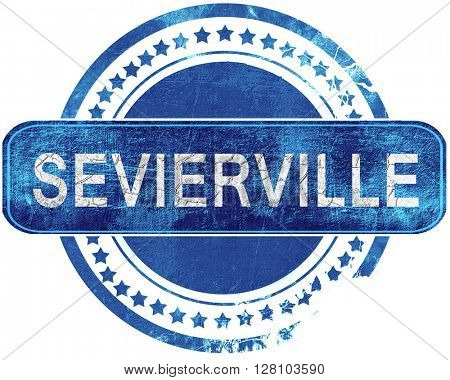 sevierville grunge blue stamp. Isolated on white.