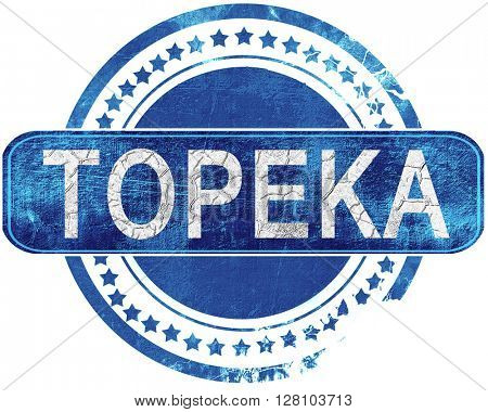 topeka grunge blue stamp. Isolated on white.