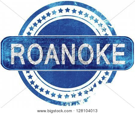 roanoke grunge blue stamp. Isolated on white.