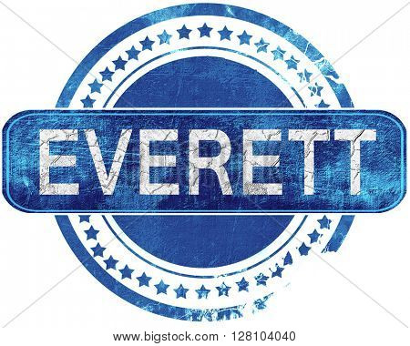 everett grunge blue stamp. Isolated on white.