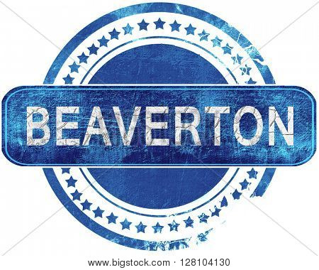 beaverton grunge blue stamp. Isolated on white.