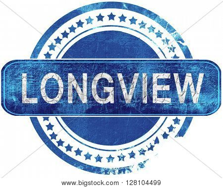 longview grunge blue stamp. Isolated on white.