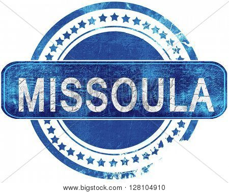 missoula grunge blue stamp. Isolated on white.