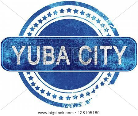 yuba city grunge blue stamp. Isolated on white.