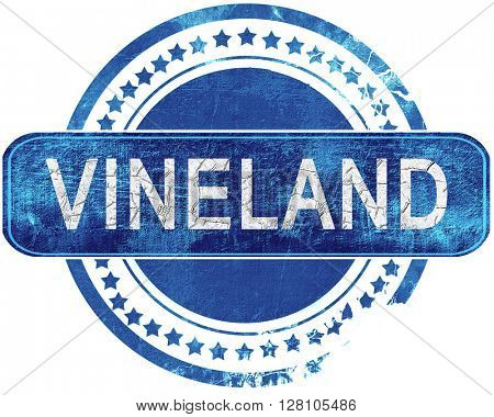 vineland grunge blue stamp. Isolated on white.