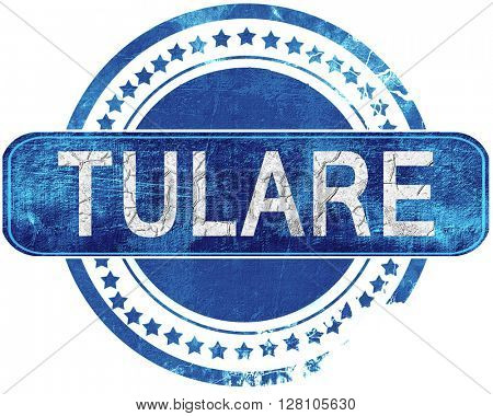 tulare grunge blue stamp. Isolated on white.