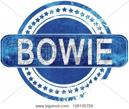 bowie grunge blue stamp. Isolated on white.