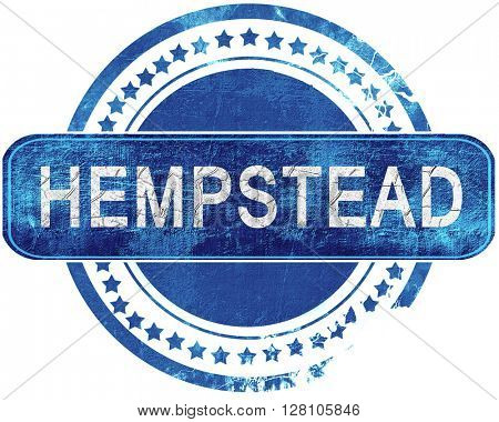 hempstead grunge blue stamp. Isolated on white.