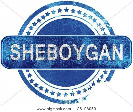 sheboygan grunge blue stamp. Isolated on white.