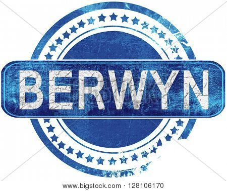 berwyn grunge blue stamp. Isolated on white.
