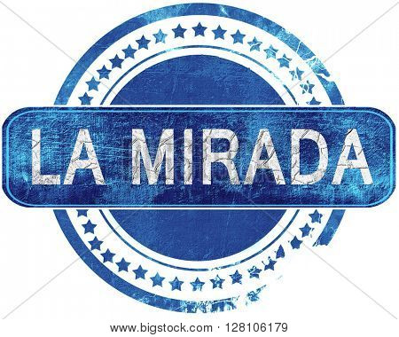 la mirada grunge blue stamp. Isolated on white.