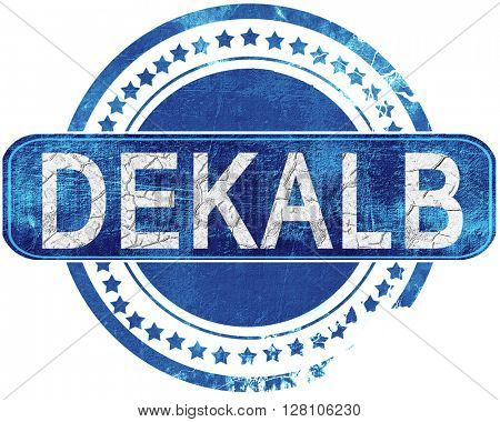 dekalb grunge blue stamp. Isolated on white.
