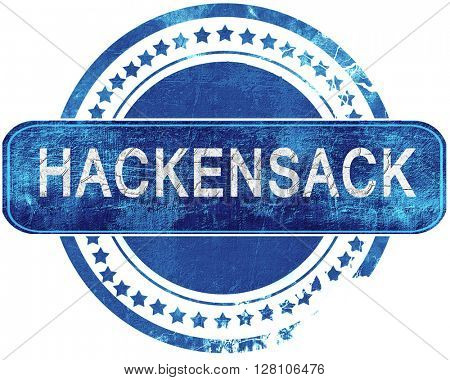 hackensack grunge blue stamp. Isolated on white.