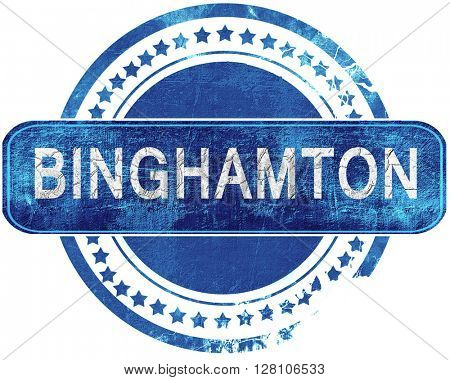 binghamton grunge blue stamp. Isolated on white.