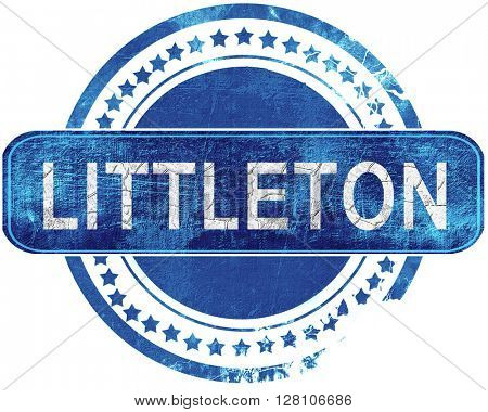 littleton grunge blue stamp. Isolated on white.
