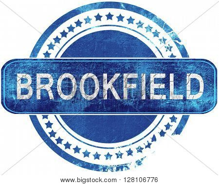 brookfield grunge blue stamp. Isolated on white.
