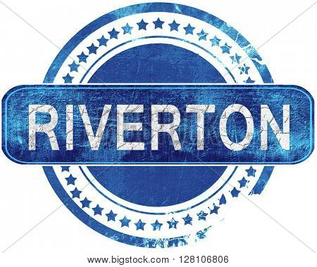 riverton grunge blue stamp. Isolated on white.